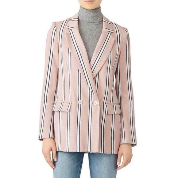 Free People Uptown girl Blazer Oversized rose pink striped Small - Picture 1 of 3